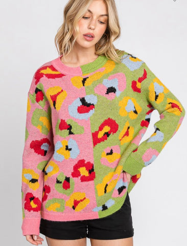 Colorful Animal Print Sweater
