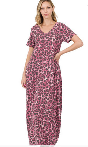 Leopard Maxi Dress with pockets
