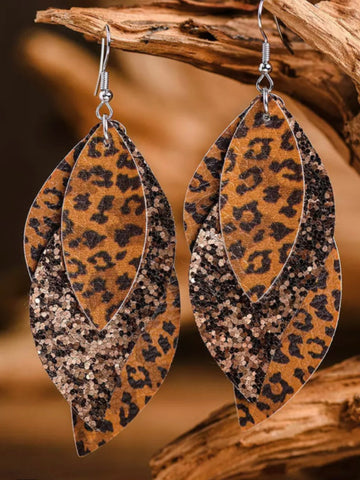 Triple Layer Leopard and Bling Earrings
