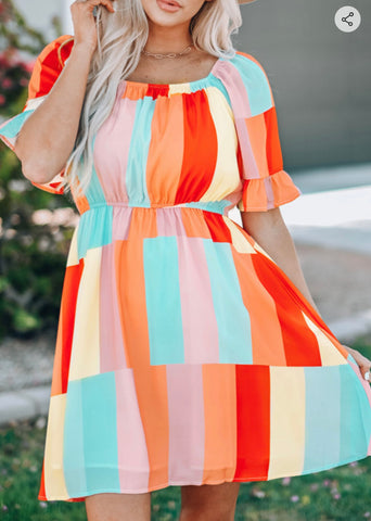 Multicolor Block Dress