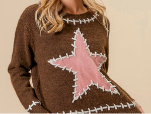 Stitch detail star patch sweater