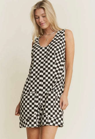 Checkerboard Romper black