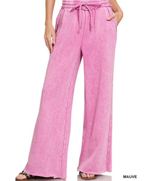 Fleece Palazzo sweatpants w/pockets