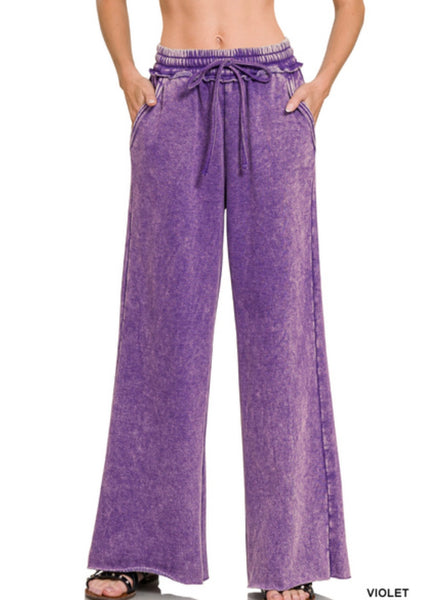 Fleece Palazzo sweatpants w/pockets