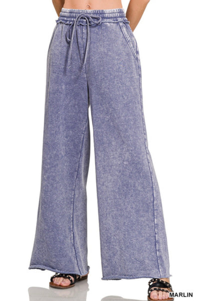 Fleece Palazzo sweatpants w/pockets