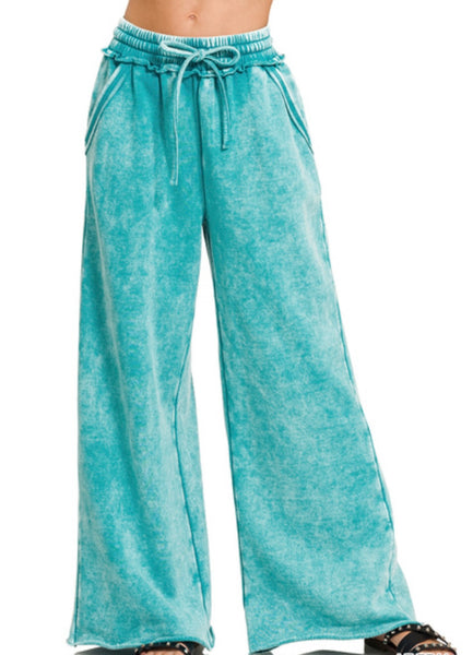 Fleece Palazzo sweatpants w/pockets