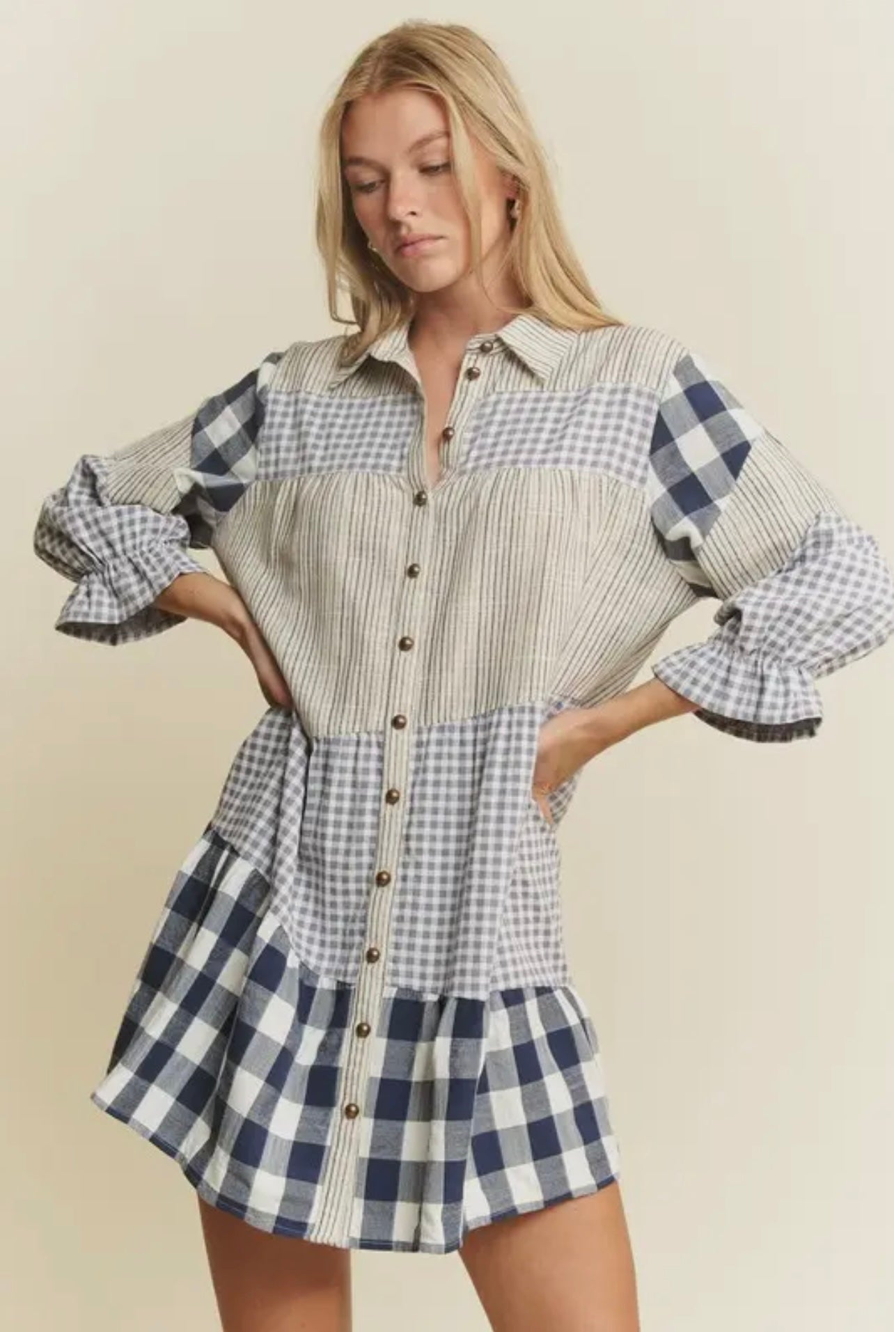Plaid Babydoll Dress  2Wild Blue Boutique