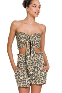 Leopard Smocked Tube Top & Shorts Set