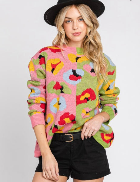 Colorful Animal Print Sweater