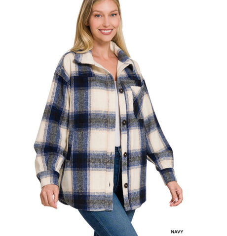 Oversized plaid shacket Navy