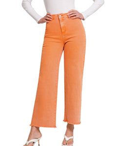 Orange  Frayed Hem Pant