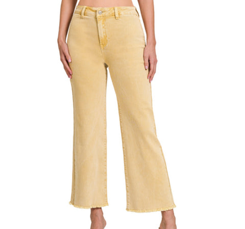 Mustard Frayed Hem Pant