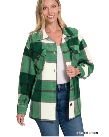 Oversized Plaid Hunter Green Shacket