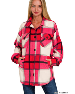 Oversized Plaid Viva Magenta Shacket