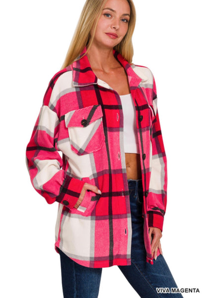 Oversized Plaid Viva Magenta Shacket