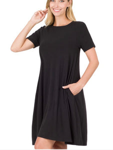 Zenana Short Flared Dress - Black