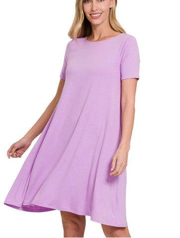 Zenana Short Flared Dress - Lavender