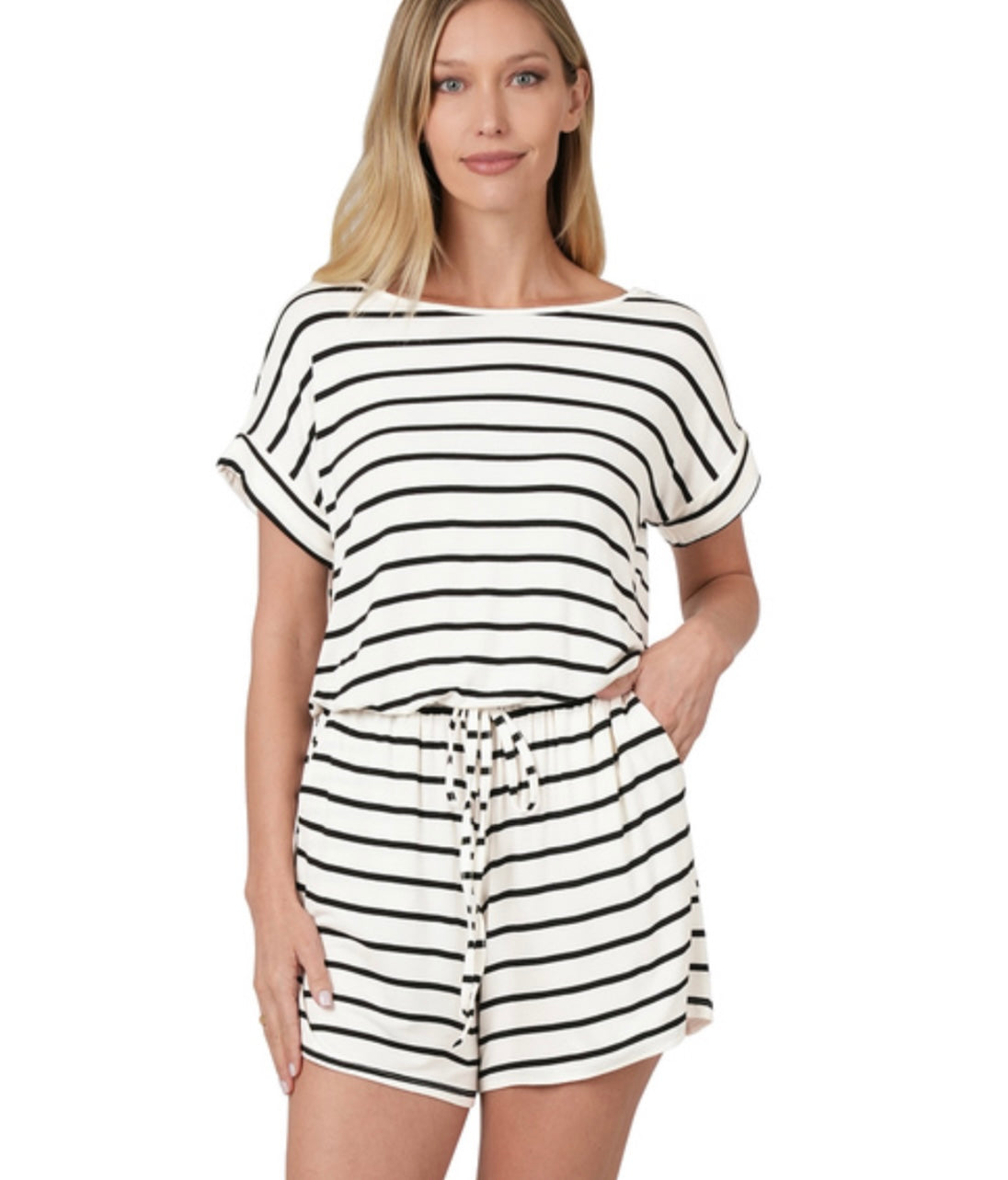 Stripe Romper w/pockets