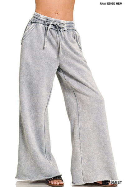 Fleece Palazzo sweatpants w/pockets