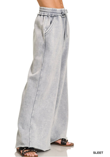 Fleece Palazzo sweatpants w/pockets