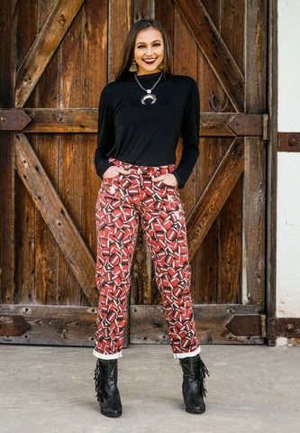 Football print boyfriend jeans