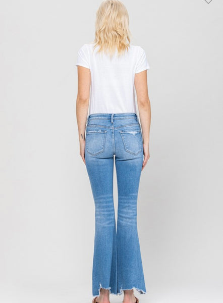 Mid - Rise Flare Jean with Hem Detail