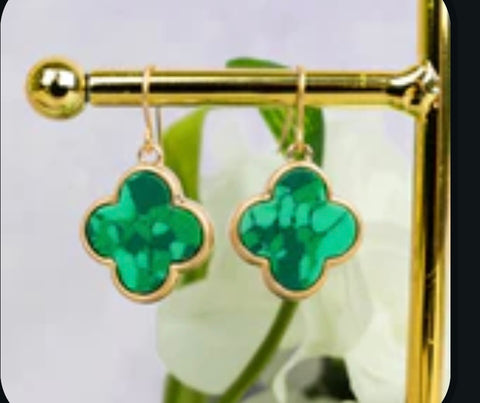 Clove Green Marbled Earrings