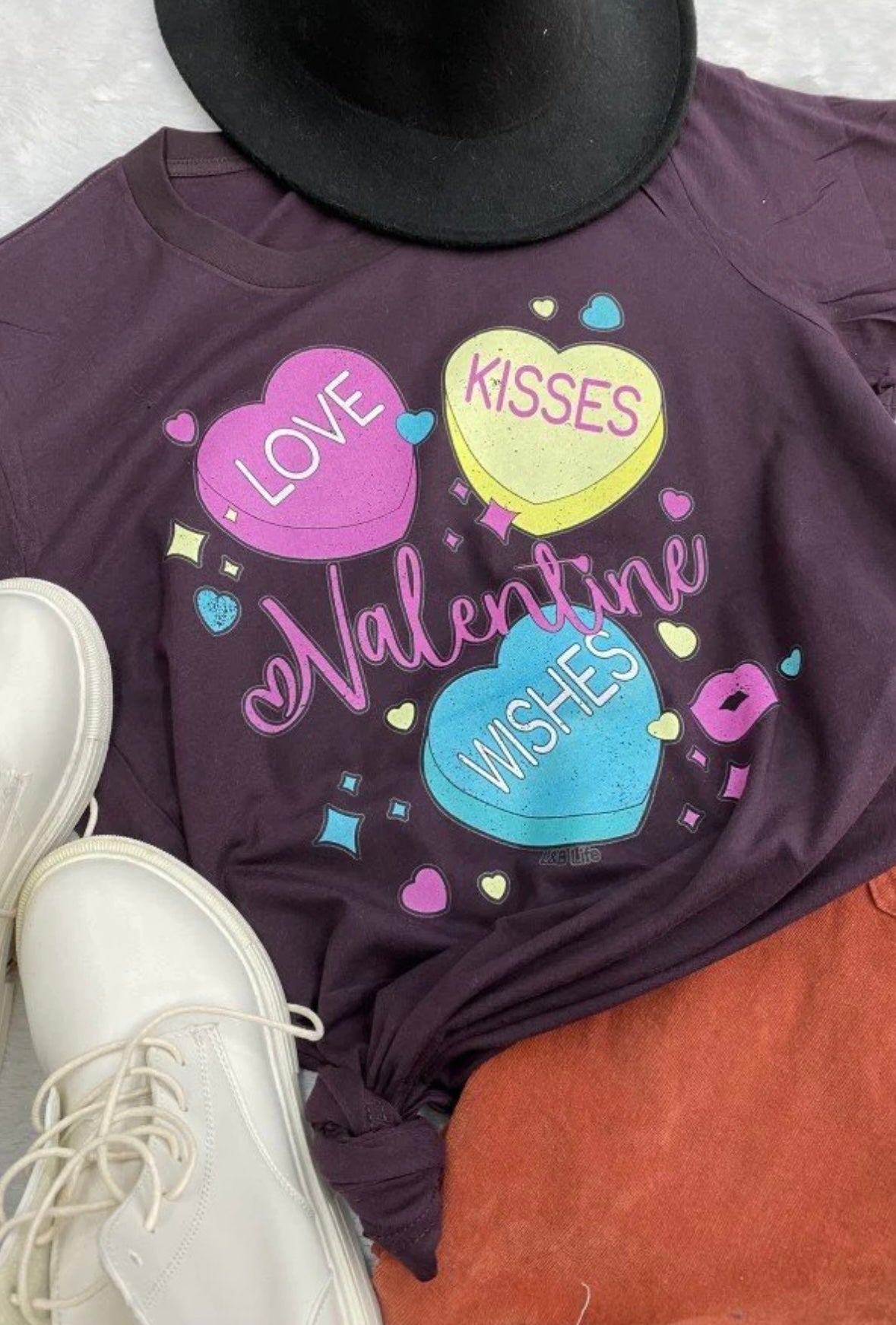 Love, Kisses & Wishes T-Shirt - Plum