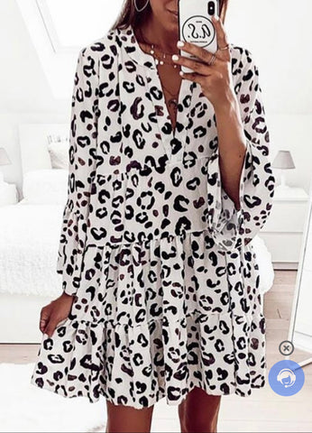 White Leopard Swing Dress