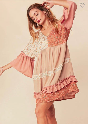Floral Ruffled Baby Doll Dress